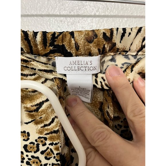 Amelias Collection 2 Pc Pantset Loungewear Leopard print Brown Tones Womans Size - Picture 5 of 8